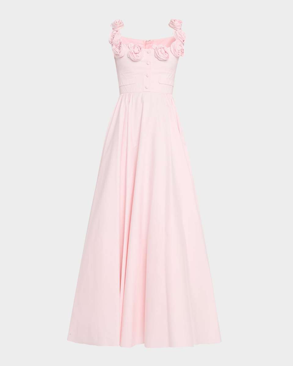 Rosette Scoop-Neck Fit-&-Flare Dress